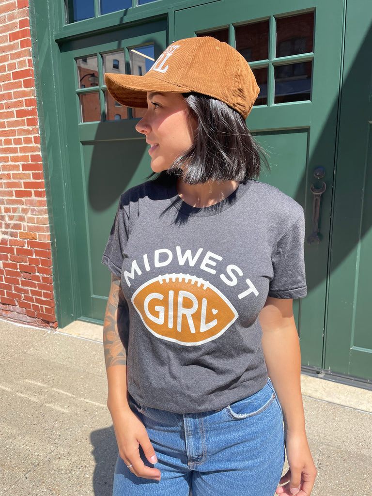 Midwest Girl Football Tee in Black