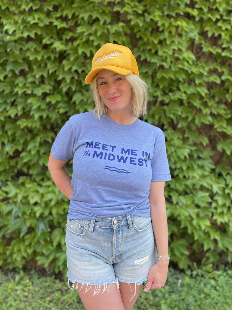Meet Me in the Midwest Tee in Light Blue