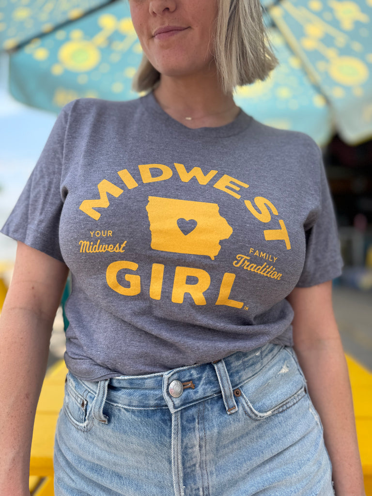 Iowa Midwest Girl Tee in Gray