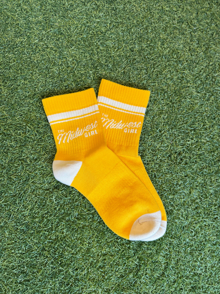 Midwest Girl Quarter Athletic Crew Sock in Yellow