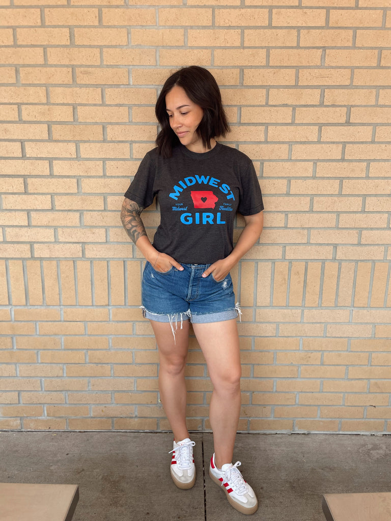 Iowa Midwest Girl Tee in Black