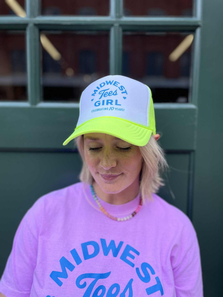 Midwest Girl Trucker Hat in Neon Yellow