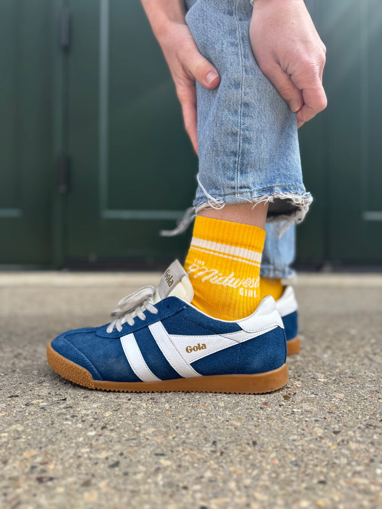 Midwest Girl Quarter Athletic Crew Sock in Yellow