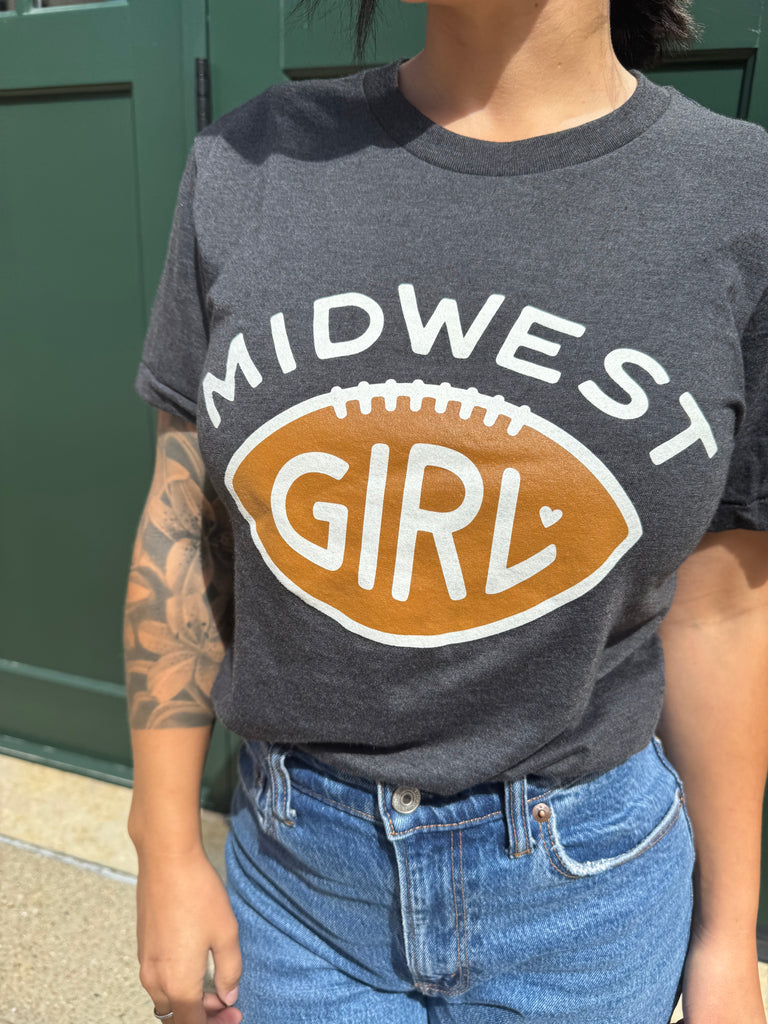 Midwest Girl Football Tee in Black