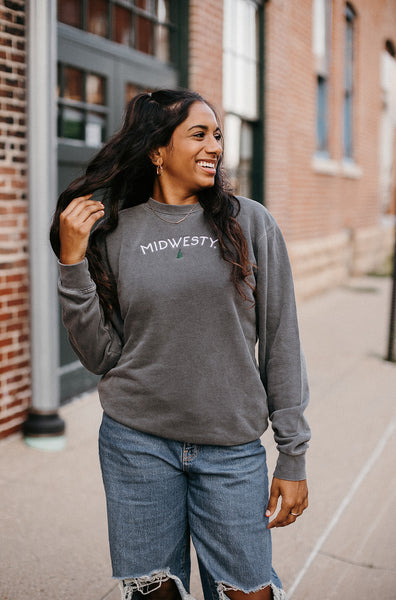 Midwesty® Embroidered Crew in Washed Black (FINAL SALE)