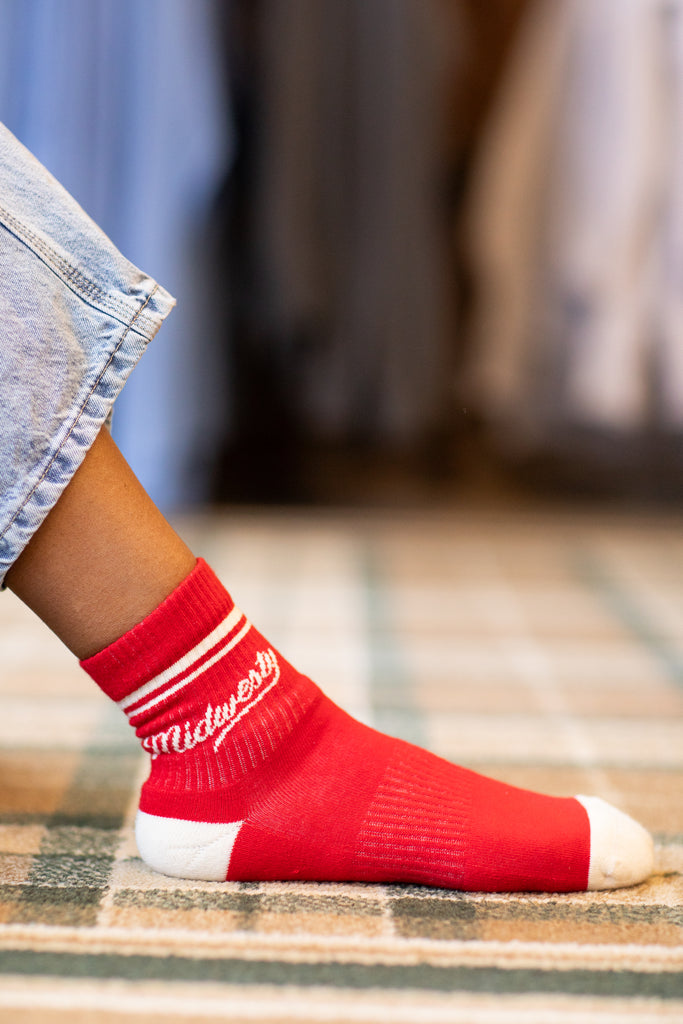 Midwesty Quarter Athletic Crew Sock in Red
