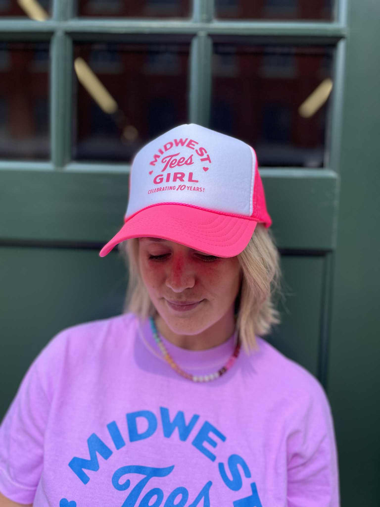 Midwest Girl Trucker Hat in Hot Pink