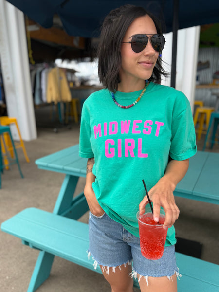 Midwest Girl Tee in Island Green