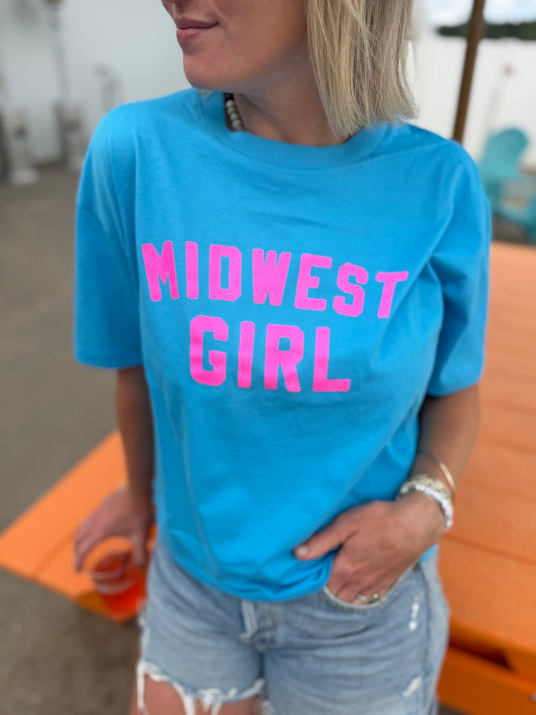 Midwest Girl Boxy Tee in Blue