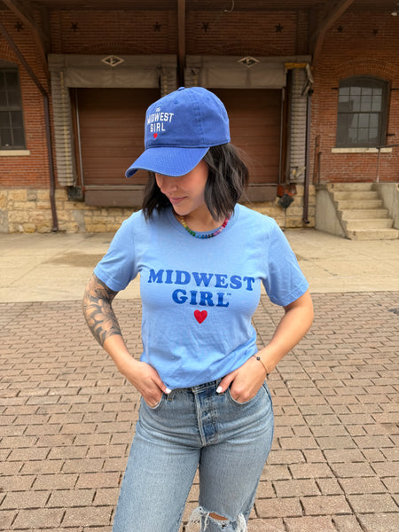 Midwest Girl tee in Carolina Blue