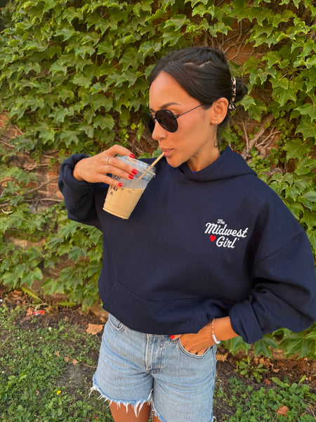 Midwest Girl Hoodie in Navy Blue