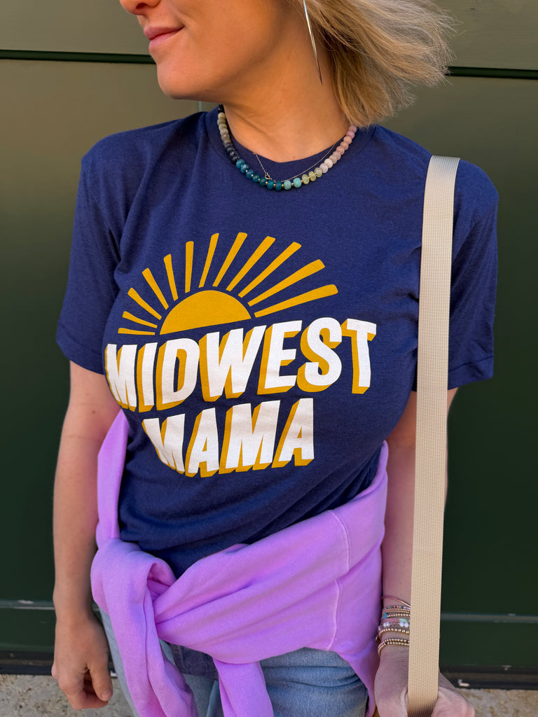 Midwest Mama Sun Tee in Navy