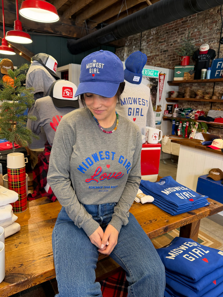 Midwest Girl Love Long Sleeve in Gray