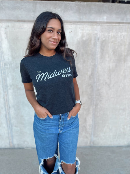 The Midwest Girl Tee in Charcoal