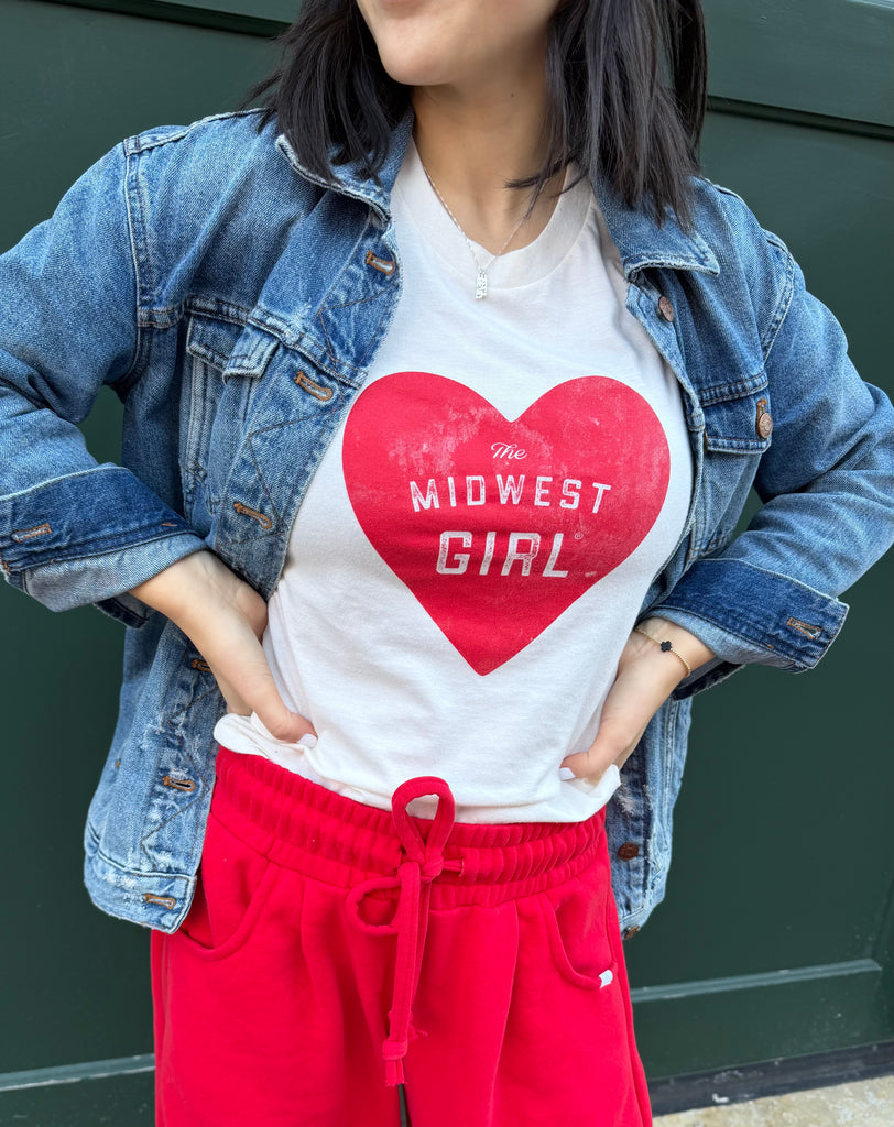 The Midwest Girl Heart Tee in Cream