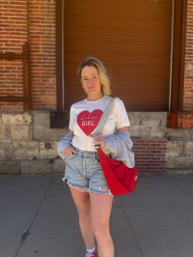 The Midwest Girl Heart Tee in Cream