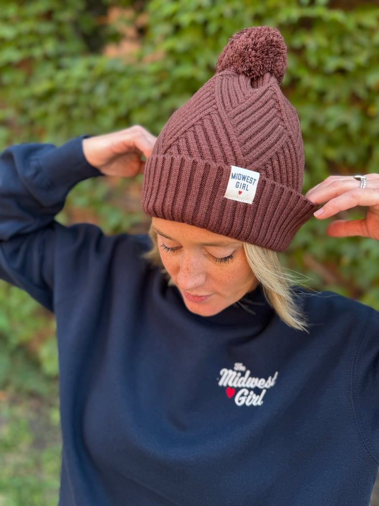 Midwest Girl Pom Hat in Chocolate