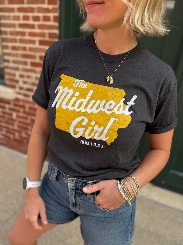 Midwest Girl Iowa Tee in Black