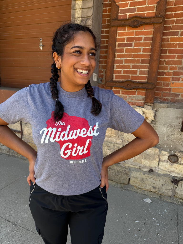 Midwest Girl Wisconsin Tee in Gray