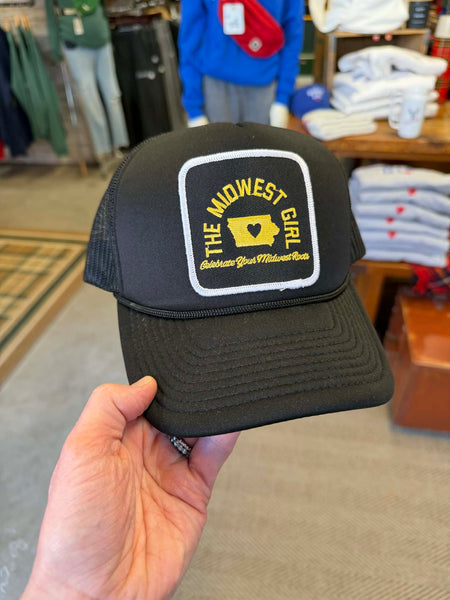 Iowa Patch Trucker Hat in Black