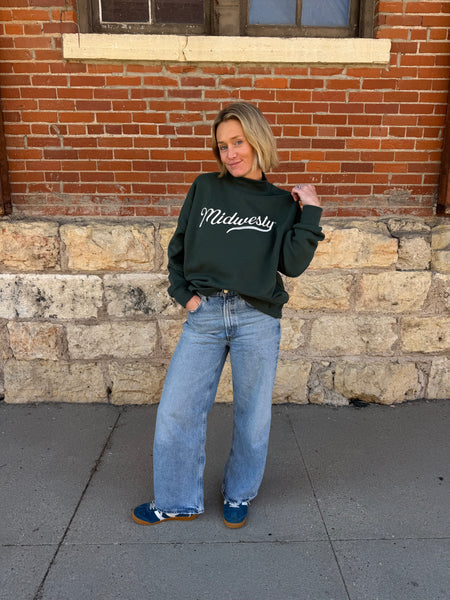 Midwesty Mock Neck Crew in Green