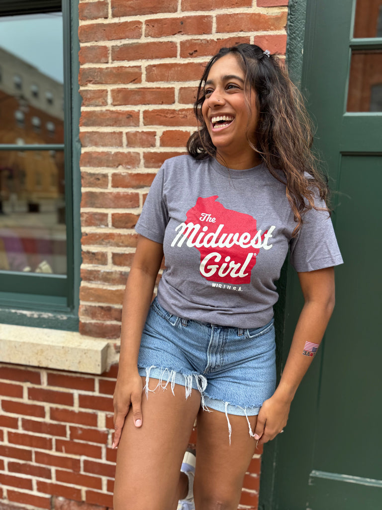Midwest Girl Wisconsin Tee in Gray