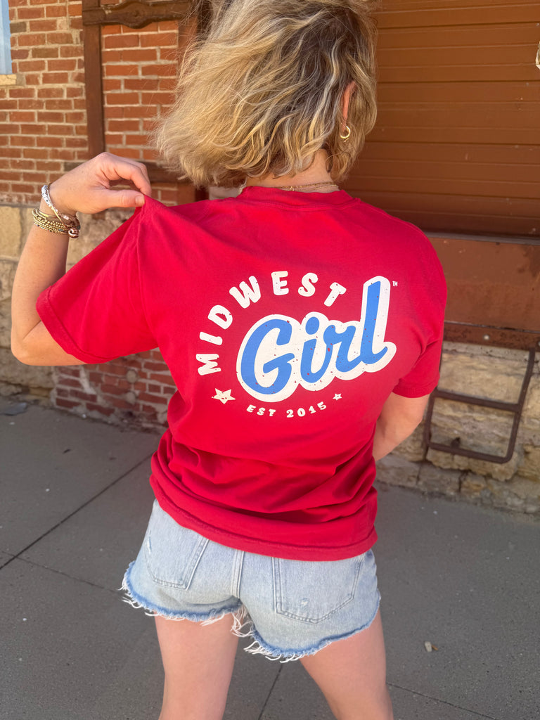 Midwest Girl Star Lake Tee in Red