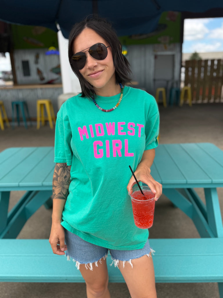 Midwest Girl Tee in Island Green