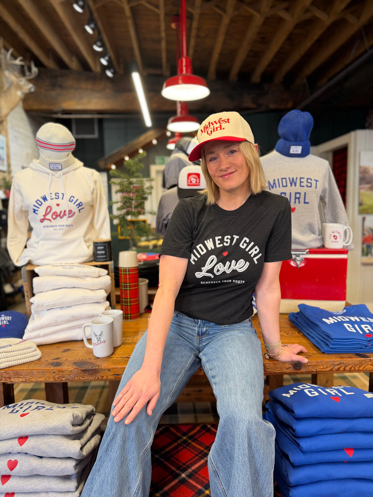 Midwest Girl Love Tee in Charcoal