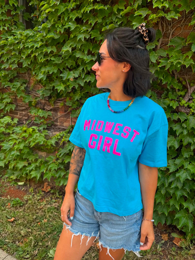 Midwest Girl Boxy Tee in Blue