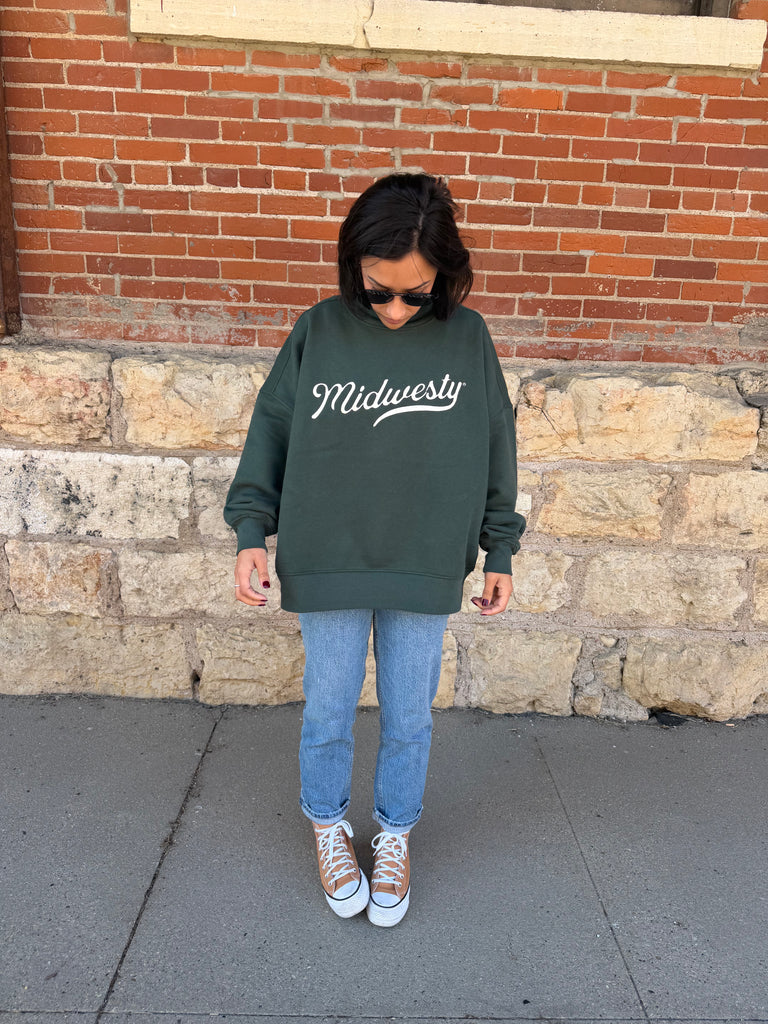 Midwesty Mock Neck Crew in Green