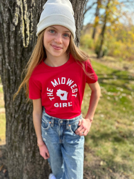 Wisconsin Tee for Kids in Red