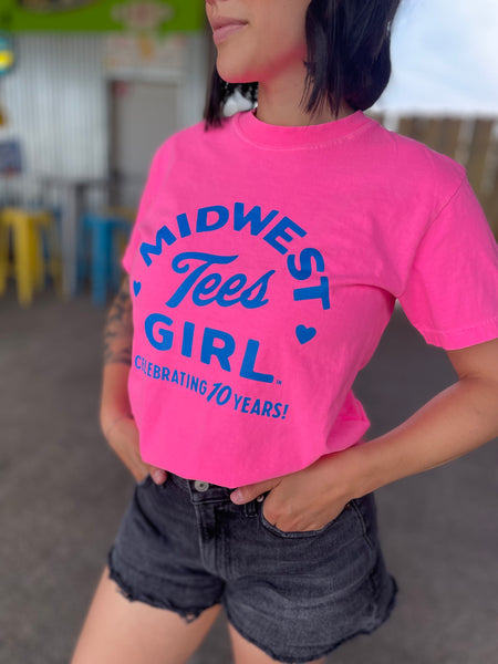 Midwest Girl Tee in Neon Pink