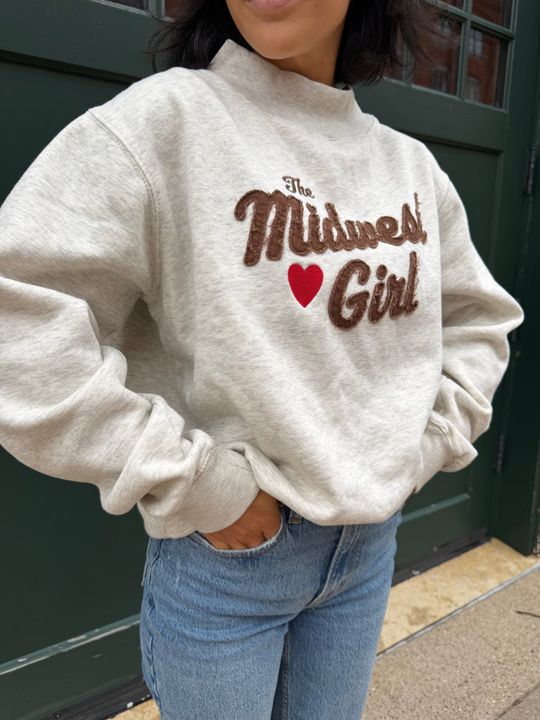 Mock Neck Crew in Oatmeal