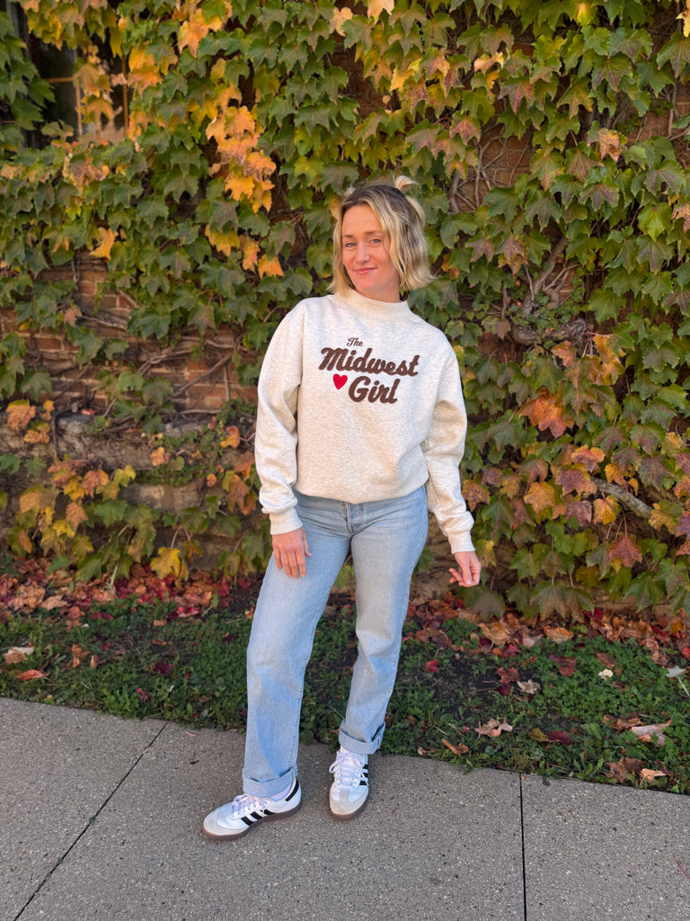 Mock Neck Crew in Oatmeal