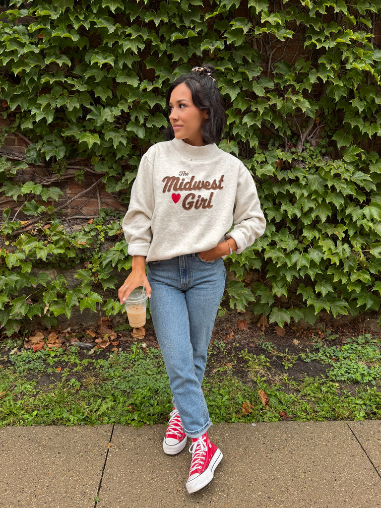 Mock Neck Crew in Oatmeal