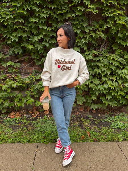 Mock Neck Crew in Oatmeal