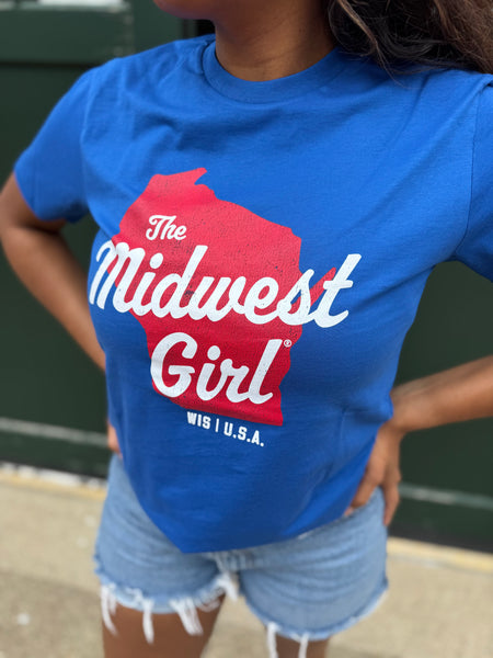Midwest Girl Wisconsin Tee in Royal