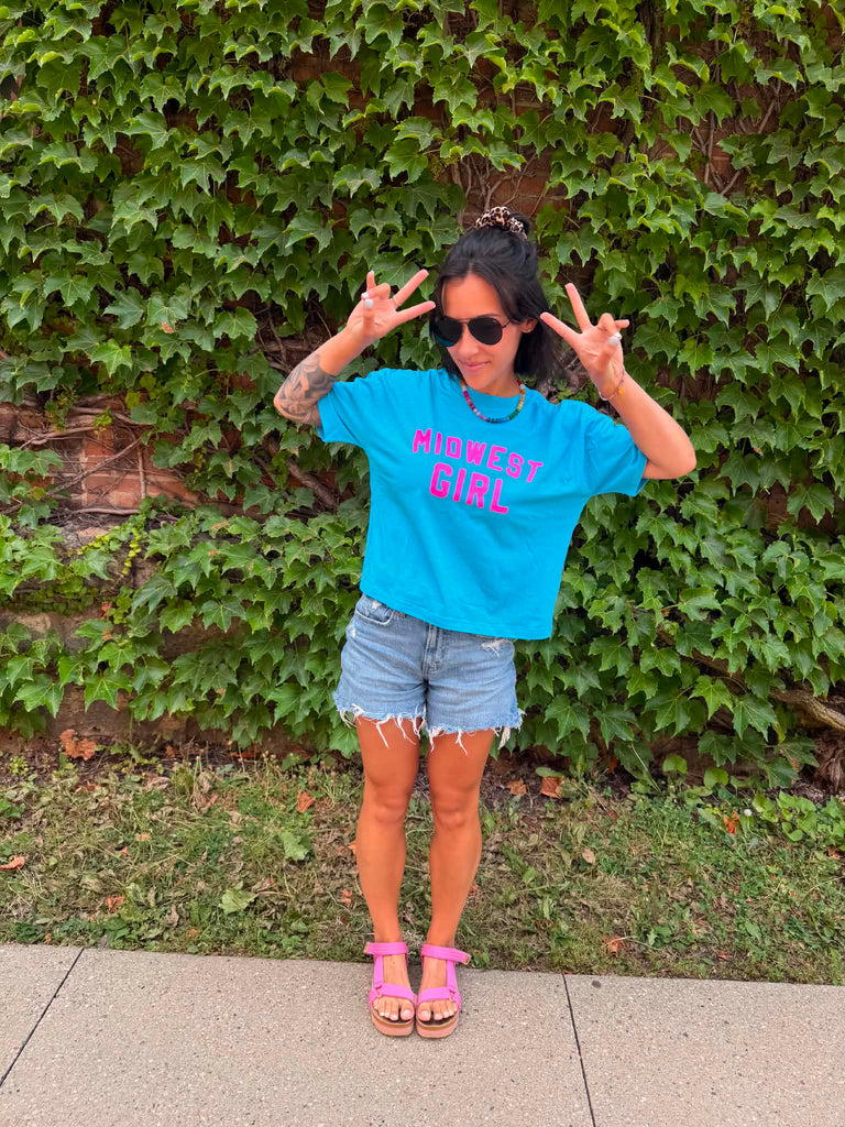 Midwest Girl Boxy Tee in Blue