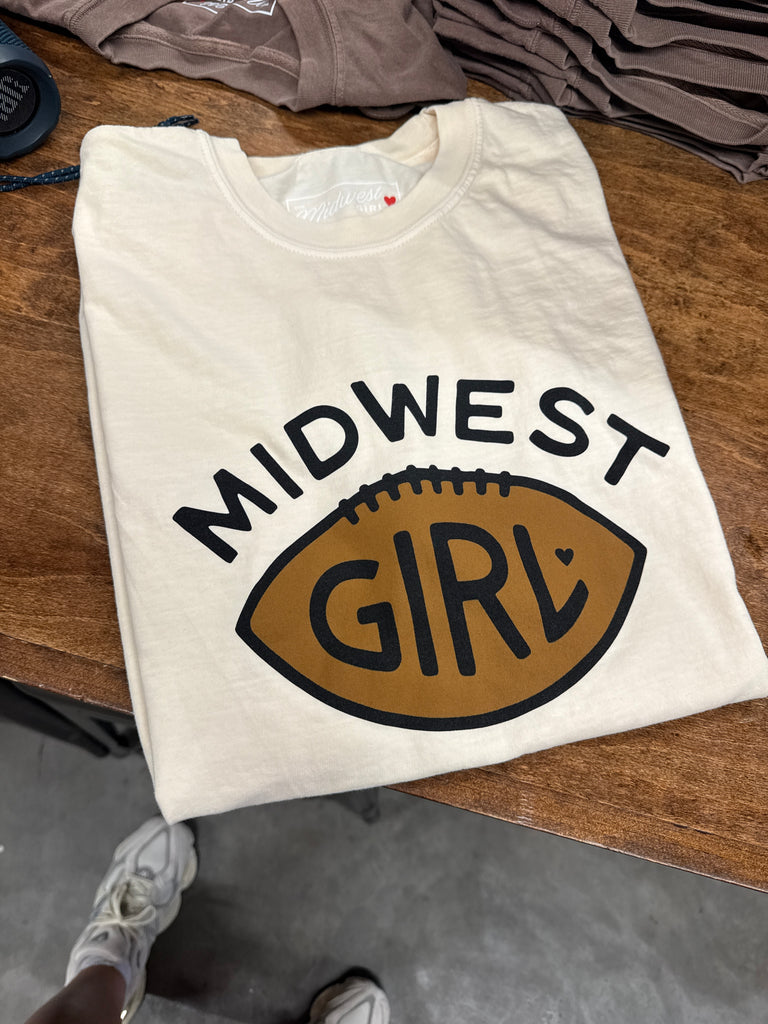 Midwest Girl Football Tee in Ivory