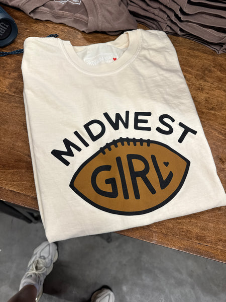 Midwest Girl Football Tee in Ivory
