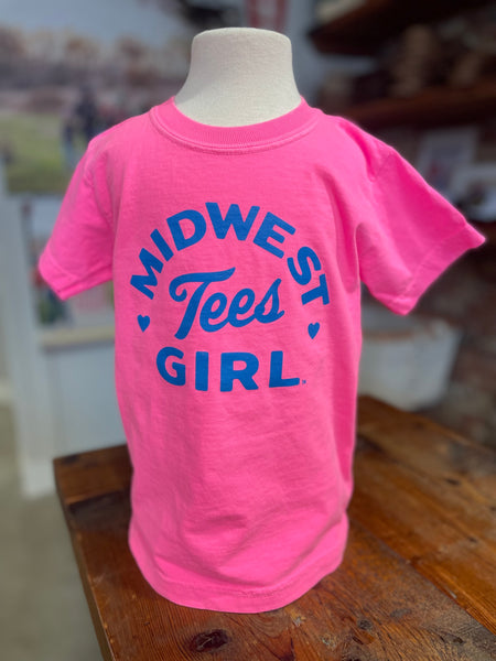 Midwest Girl Tee in Neon Pink for Kids