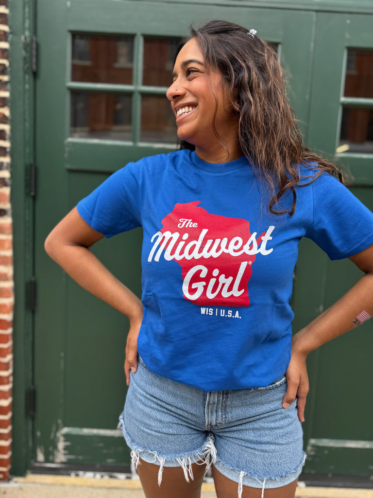 Midwest Girl Wisconsin Tee in Royal