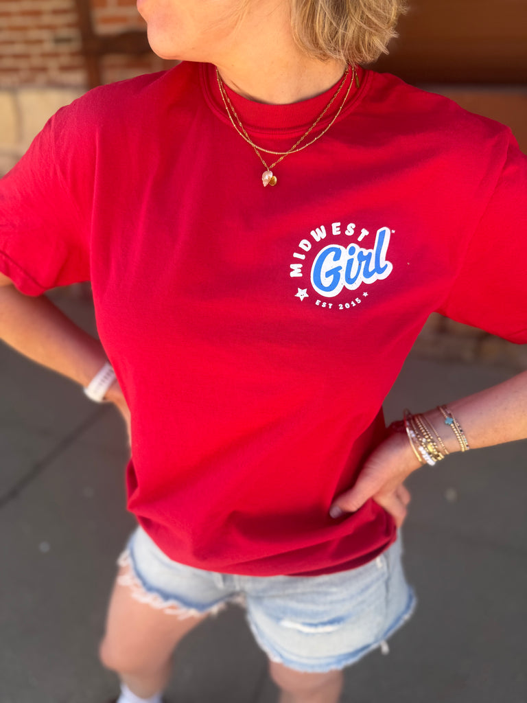 Midwest Girl Star Lake Tee in Red