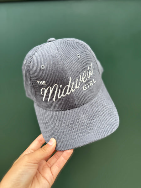 The Midwest Girl Cord Hat in Gray