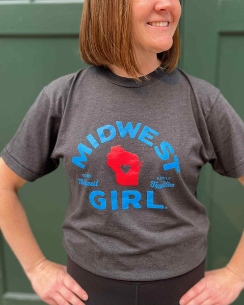 Wisconsin Midwest Girl Tee in Black