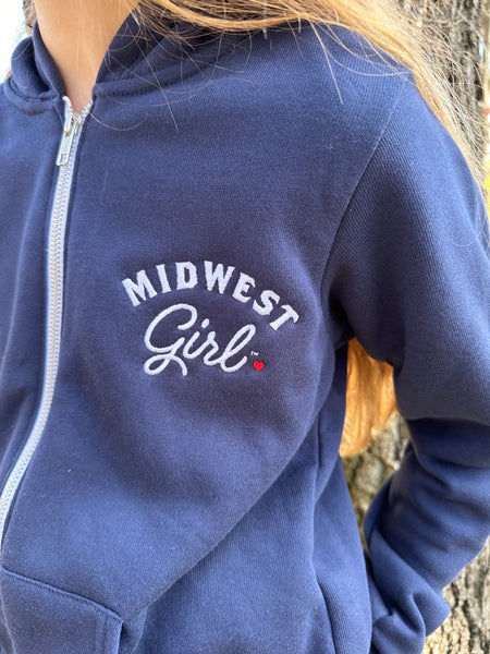 Midwest Girl Zip-Up for Kids in Navy