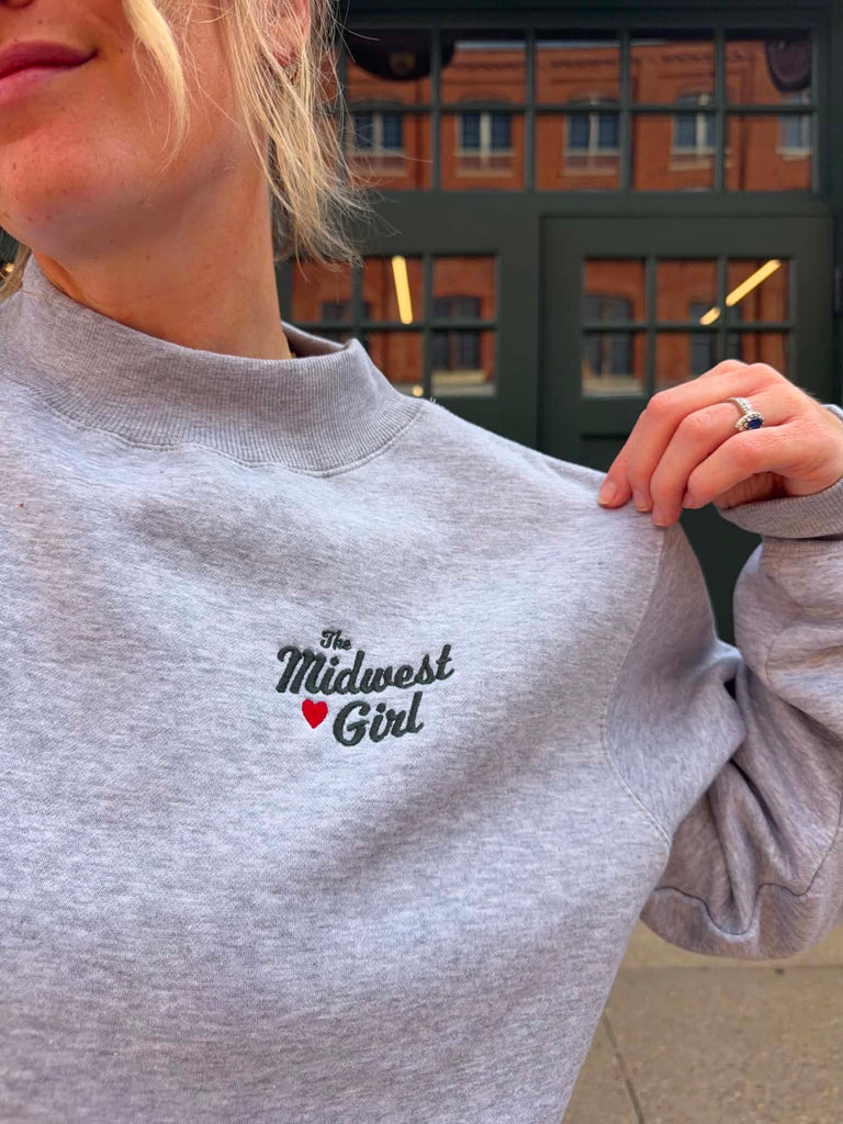Mock Neck Crew in Athletic Gray