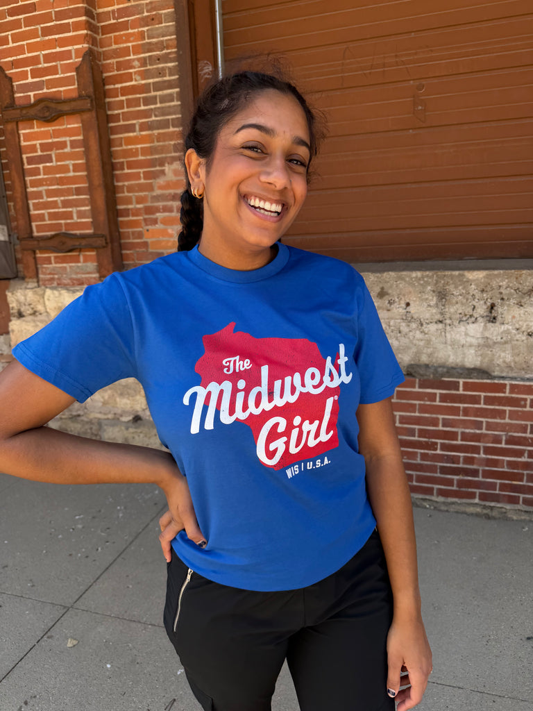 Midwest Girl Wisconsin Tee in Royal