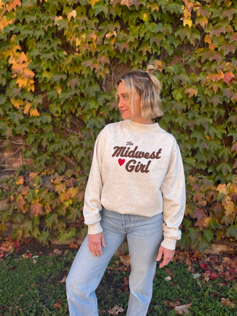 Mock Neck Crew in Oatmeal
